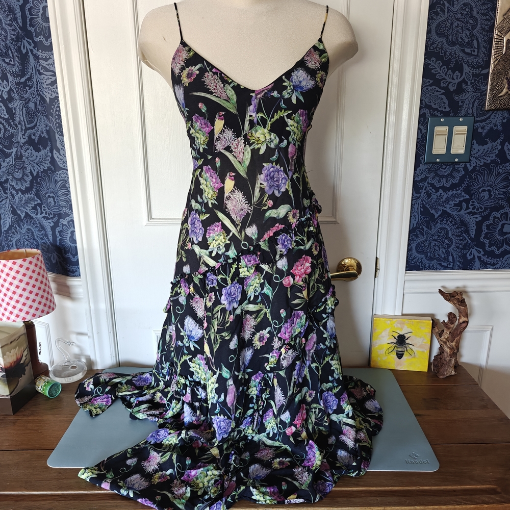 H&M Pink and Purple Spaghetti Strap Midi Dress - Wedding guest, summer, SZ 6